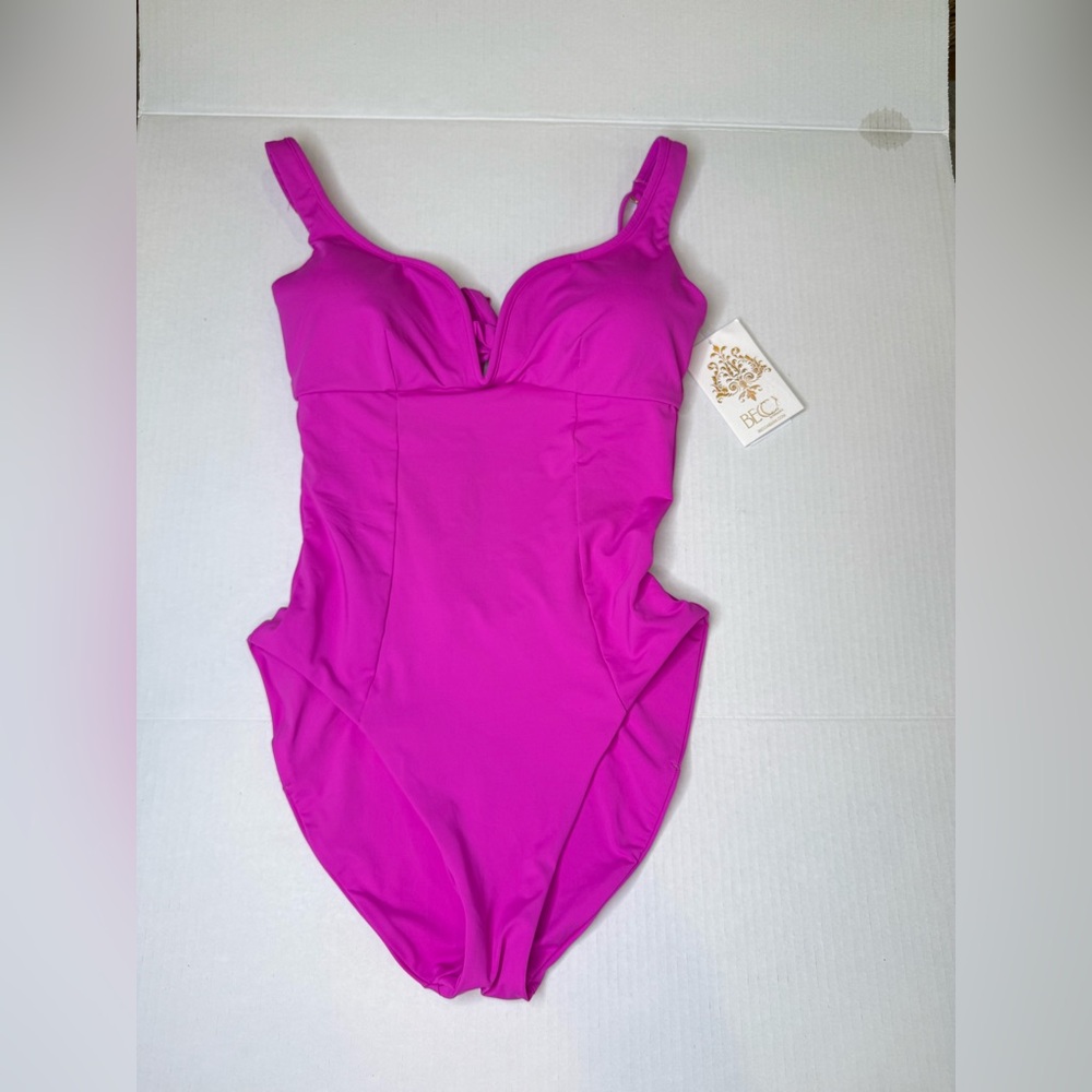 BECCA by Rebecca Virtue Color Code V Wire One Piece Swimsuit New With Tags Pink - Picture 9 of 12
